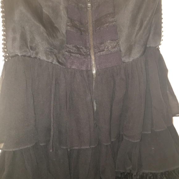 Alice + Olivia silk rhinestone black ruffled dress - Picture 7 of 8